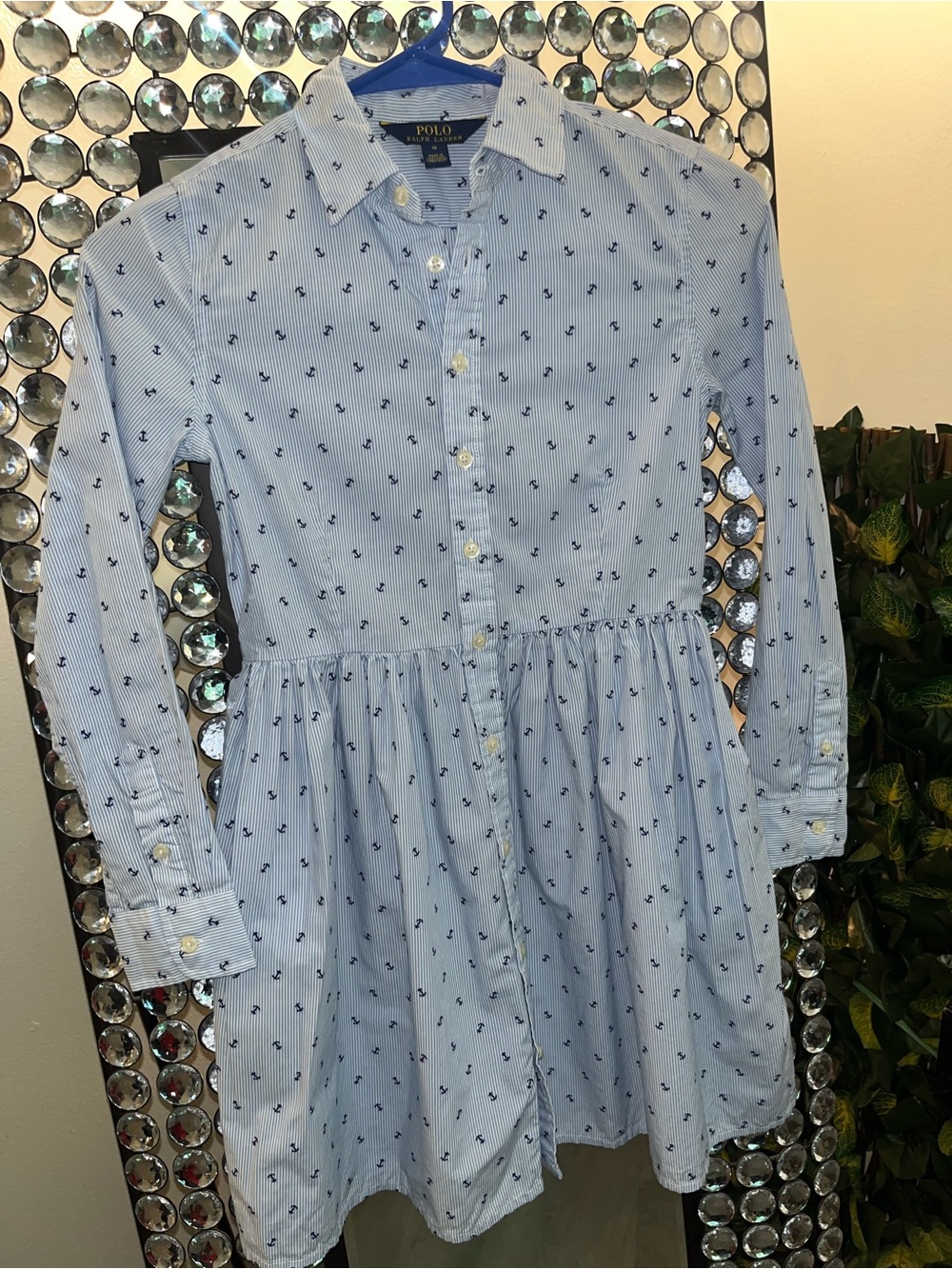 Polo by Ralph Lauren Light Blue Anchor-Print Shirt Dress